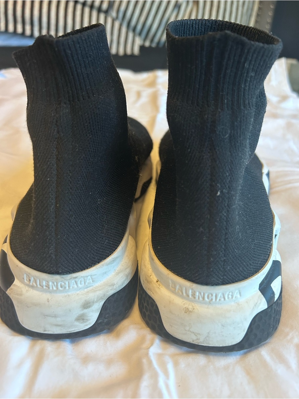 Balenciaga Black Sock Runner Sneakers with White Soles - Picture 3 of 4